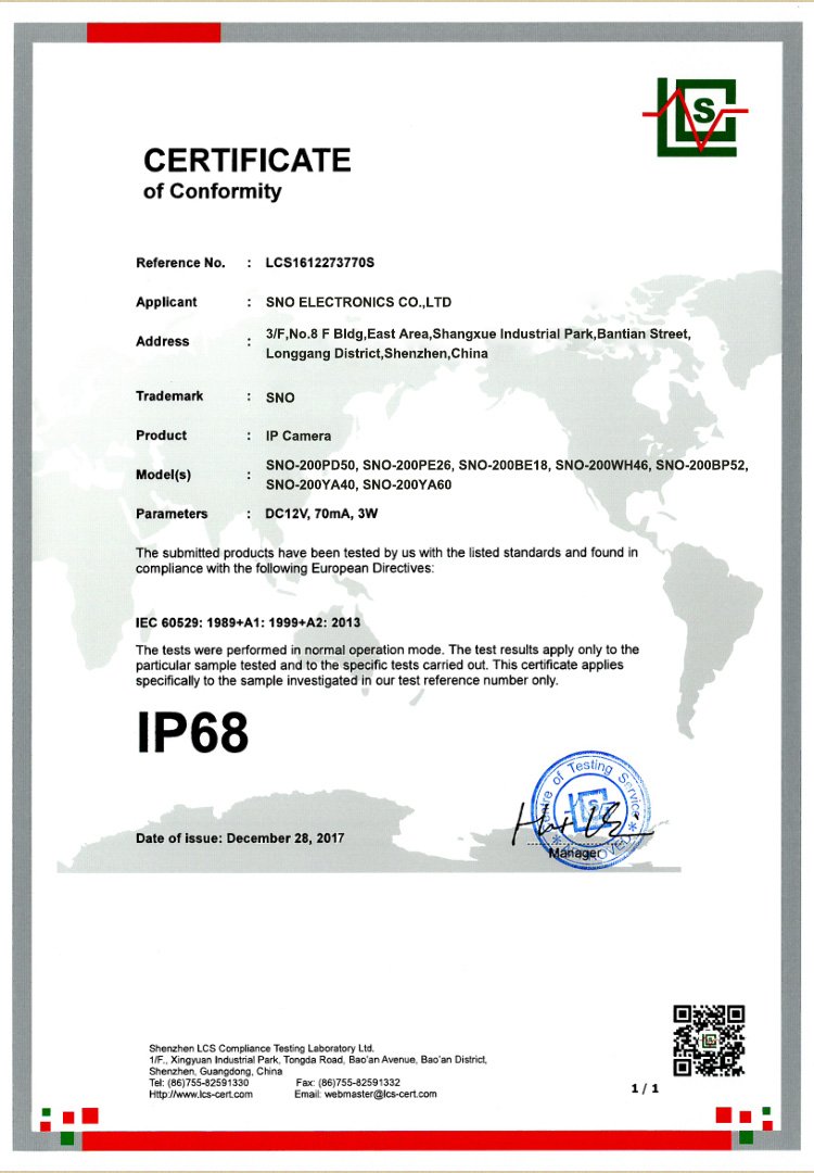 IP68 Waterproof Certification for Outdoor Security Cameras