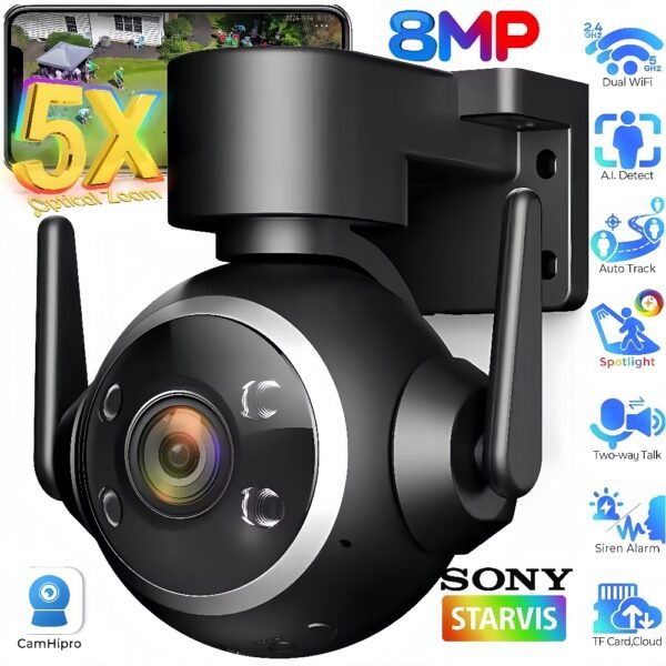 SNOSECURE 8MP PTZ Security Camera with 5X Zoom