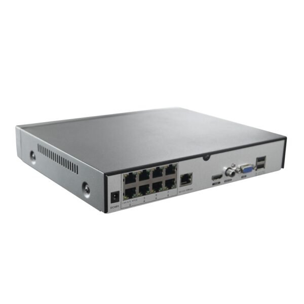 SNOSECURE 4K POE NVR rear panel with DC48V power, HDMI, LAN and POE ports