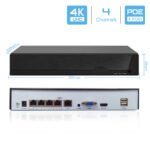 SNOSECURE 4K POE NVR rear panel with DC48V power, HDMI, LAN and POE ports