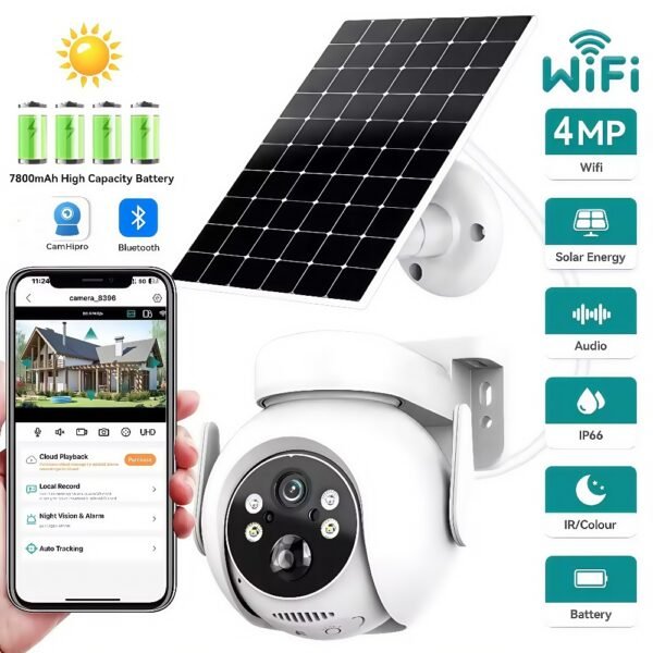SNOSECURE 4MP wireless security camera with solar panel