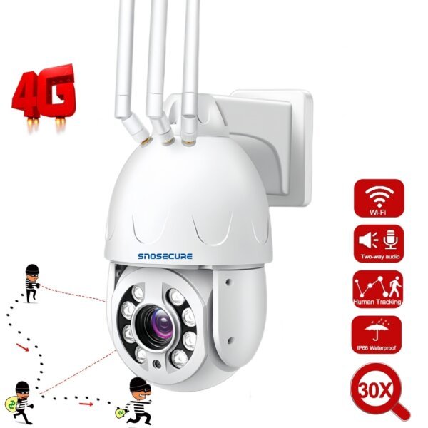 PTZ camera supplier SNOSECURE – 4G wireless outdoor CCTV camera with 30X zoom, WiFi, waterproof housing for distributors
