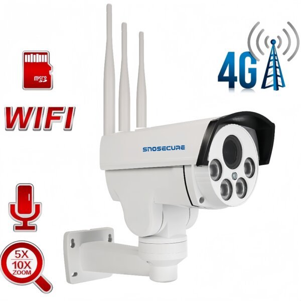 SNOSECURE 4K PTZ Bullet WiFi 4G Camera for Outdoor Surveillance