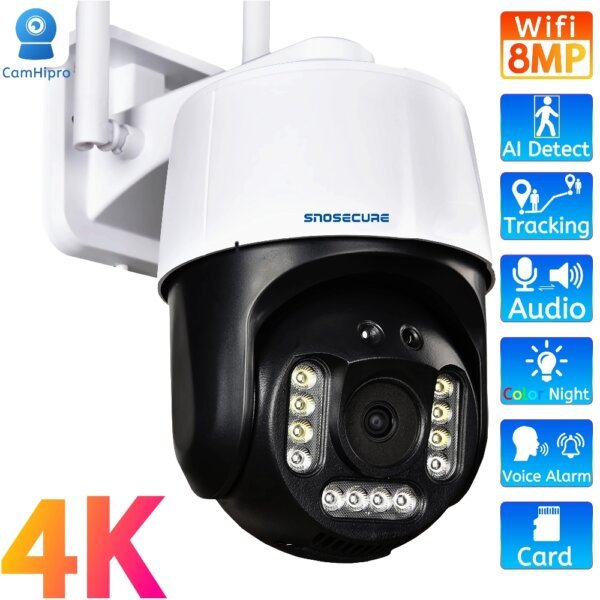SNOSECURE 8MP 4K PTZ Speed Dome WiFi Security Camera