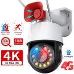 SNOSECURE 8MP 4K PTZ outdoor security camera with 4G SIM card