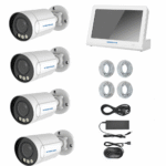 4CH 4K 8MP PoE NVR kit with 11.6-inch monitor and Bullet POE cameras
