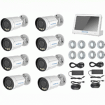 8CH 4K 8MP PoE NVR kit with 11.6-inch monitor and Bullet POE cameras