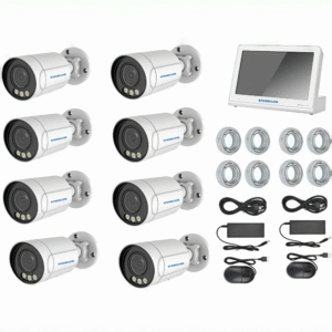 8CH 4K 8MP PoE NVR kit with 11.6-inch monitor and Bullet POE cameras