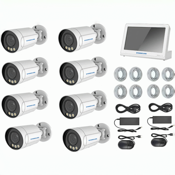 8CH 4K 8MP PoE NVR kit with 11.6-inch monitor and Bullet POE cameras