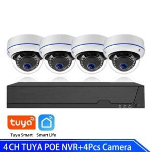 Tuya Smart 4CH 4K POE NVR Kit with 8MP dome security cameras