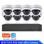 Tuya Smart 8CH 4K POE NVR Kit with 8MP dome security cameras