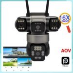 SNOSECURE AOV 4-lens solar security camera for outdoor surveillance