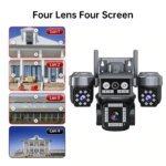 4-lens PTZ camera displaying multiple live surveillance views